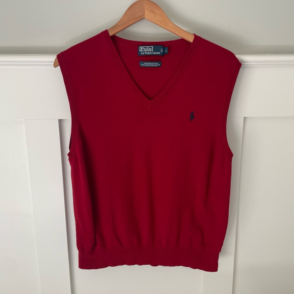Polo Ralph Lauren Red Sweater Vest 100% Pima Cotton